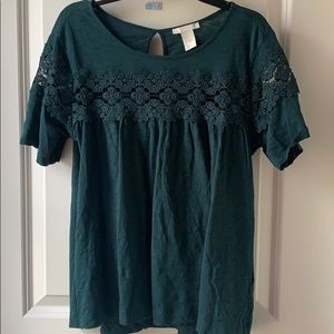 Emerald green lace top